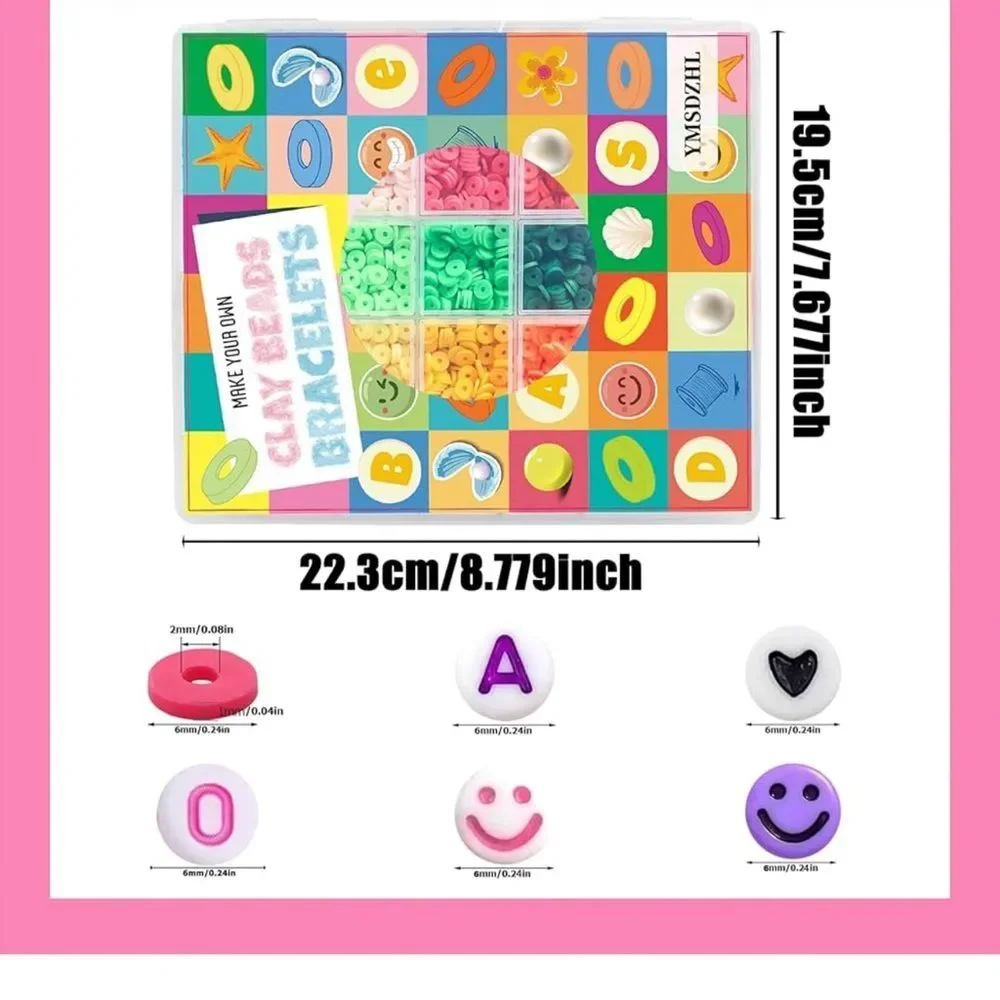 Bracelet Making Kit Clay Beads 24 Color DIY Friendship Jewelry Ages 4-12 FC1